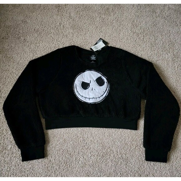 The Nightmare Before Christmas Jack Zero Pajama Crop Top Womens XL Sherpa Black - Picture 2 of 11